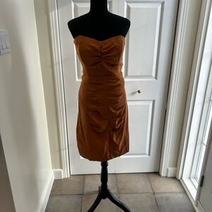 Nicole Miller Chic Strapless Dress in Warm Orange